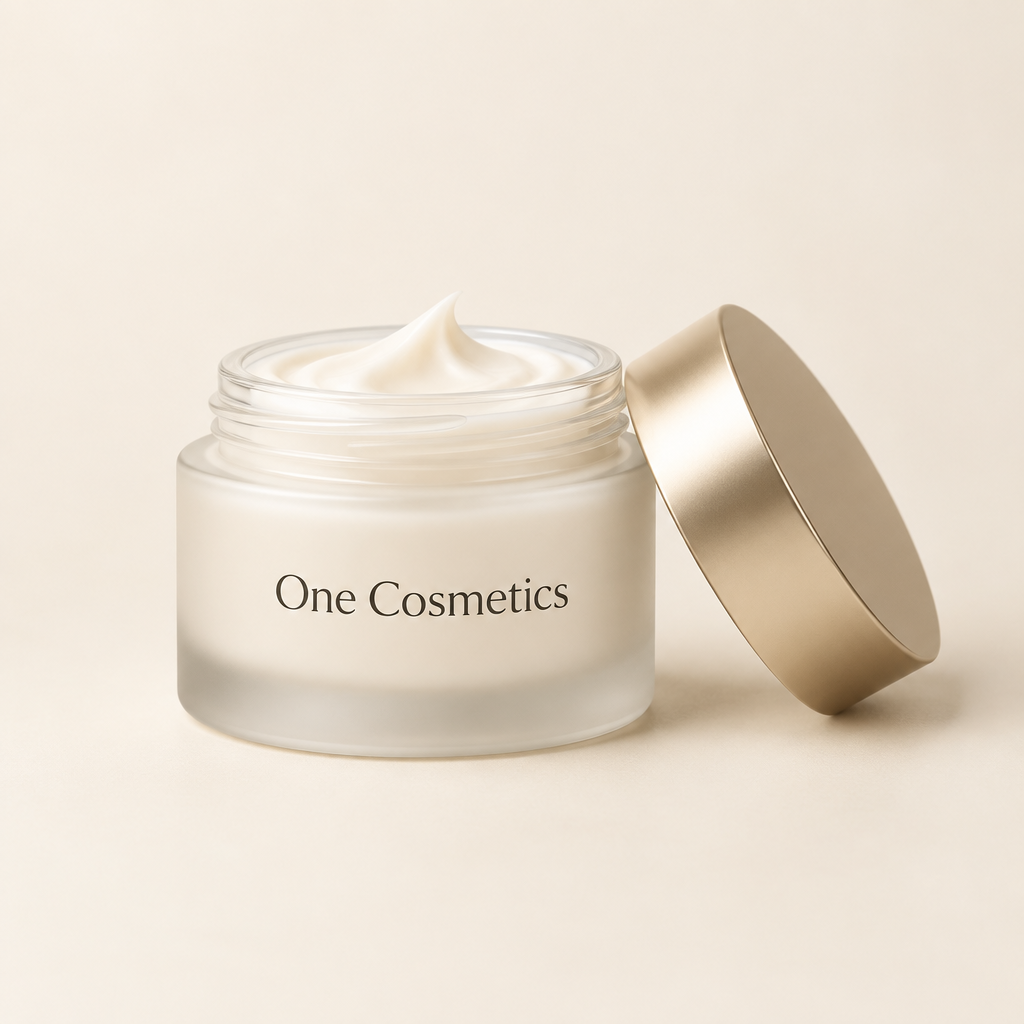 Illustrative image of a One Cosmetics moisturizer jar