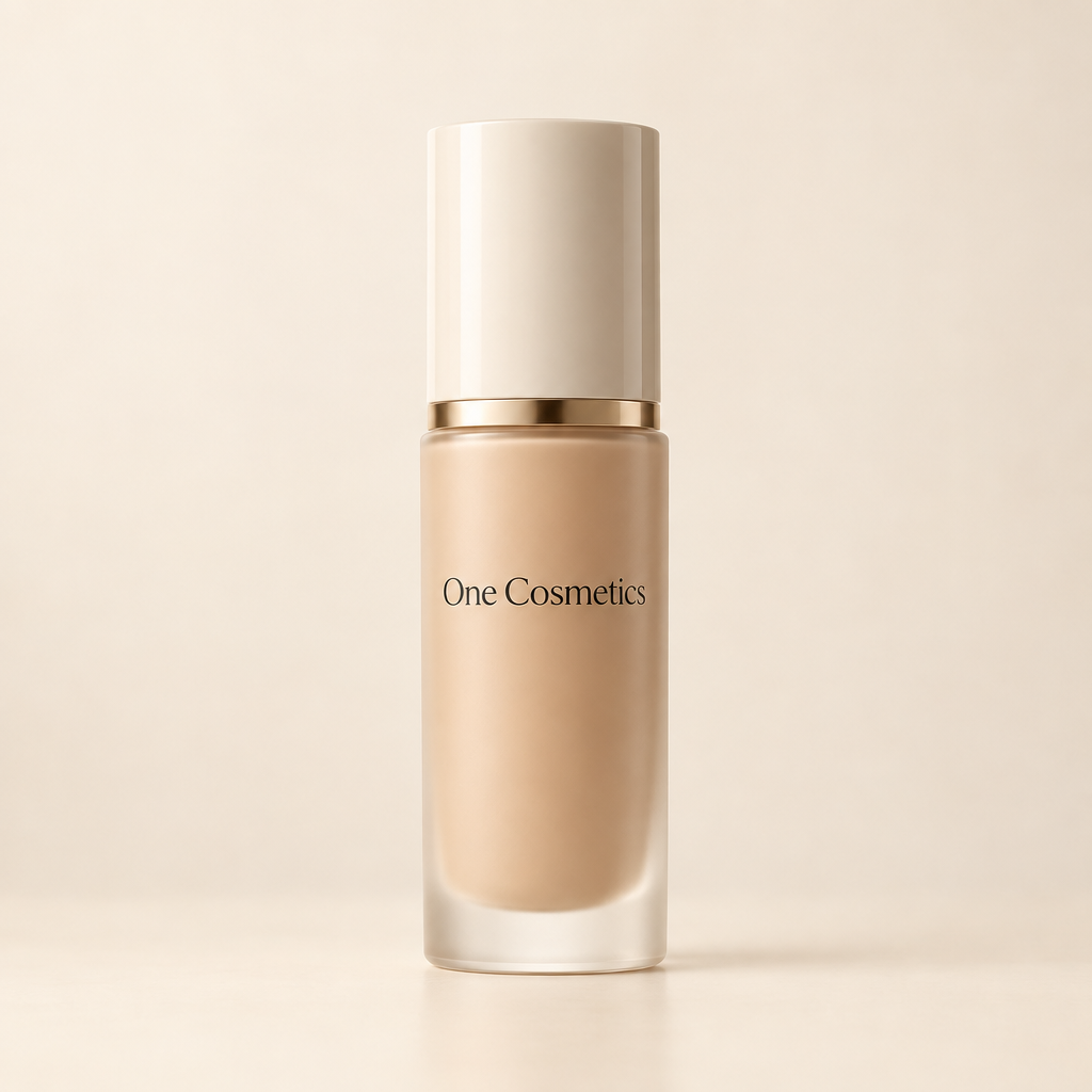 Illustrative image of a One Cosmetics foundation bottle