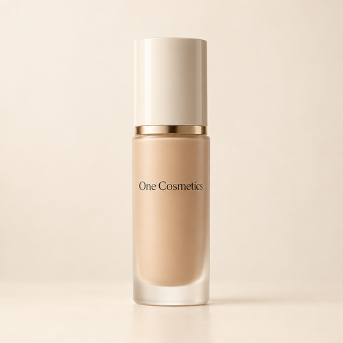 Illustrative image of a One Cosmetics foundation bottle