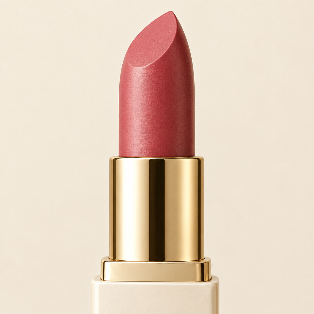 Illustrative close-up of dusty-rose One Cosmetics lipstick bullet