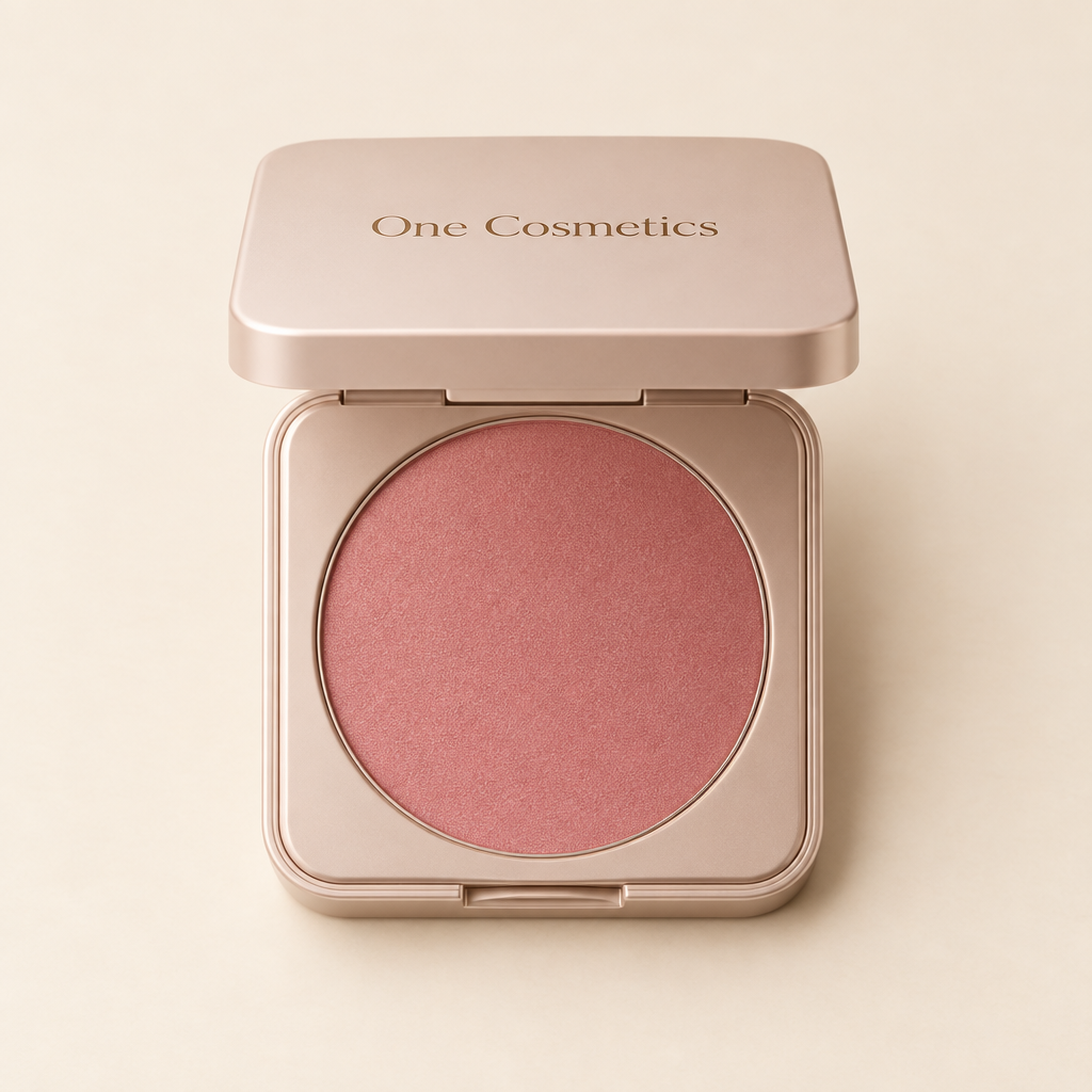 Illustrative image of an open One Cosmetics blush compact